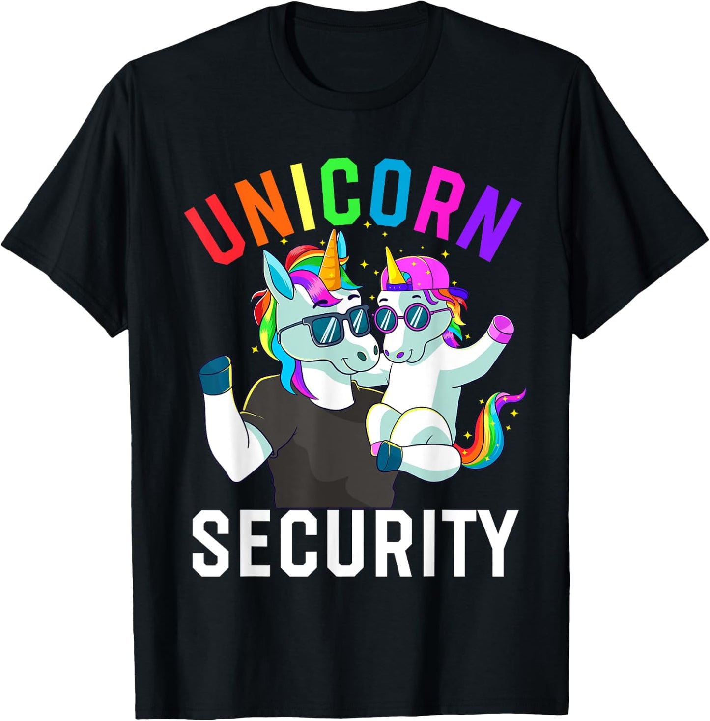 Unicorn Security Boy Brother Baby Sister Dad Family Birthday T-Shirt - T-Shirt | Black