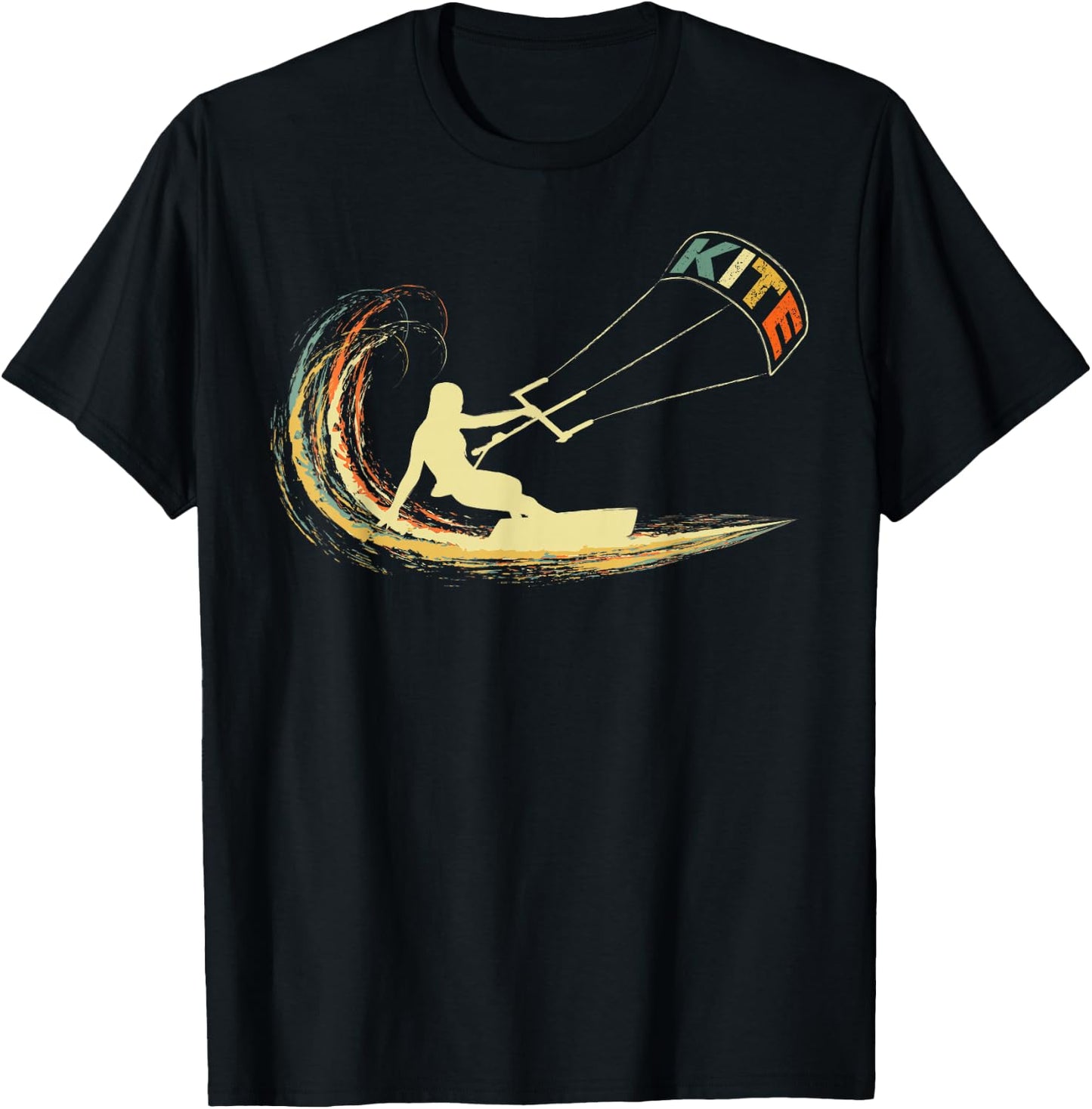 Kite Kiteboarding Kitesurfing Surf Vintage Retro Holiday T-Shirt - T-Shirt | Black