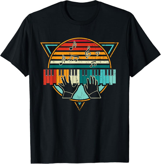 Retro Piano Keyboard T-Shirt - T-Shirt | Black