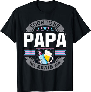 Papa Again Second Time Grandpa Funny Beer Drinking Lover T-Shirt - T-Shirt | Black