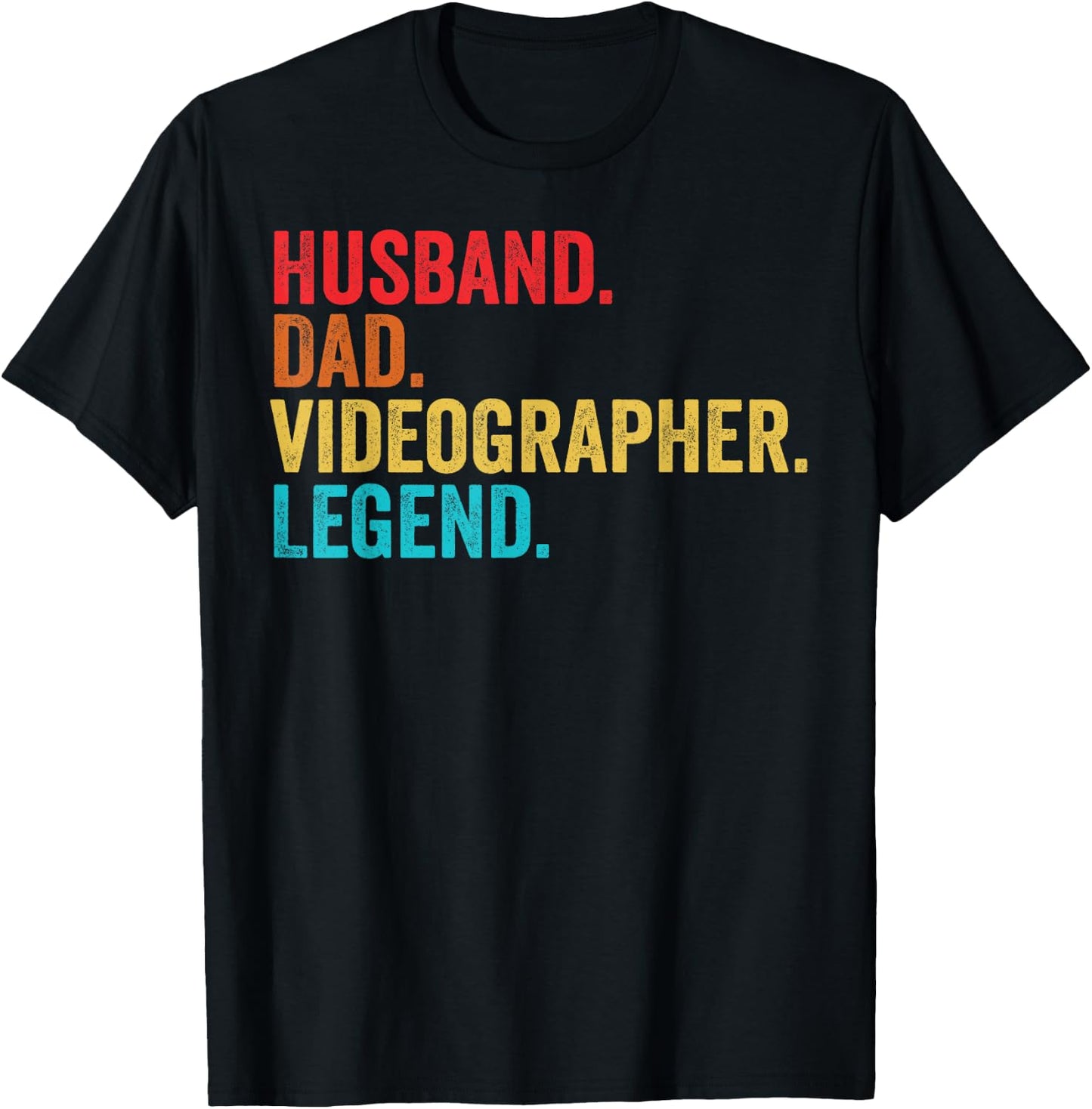 Retro Husband Dad Videographer Legend Father Dad Gifts T-Shirt - T-Shirt | Black