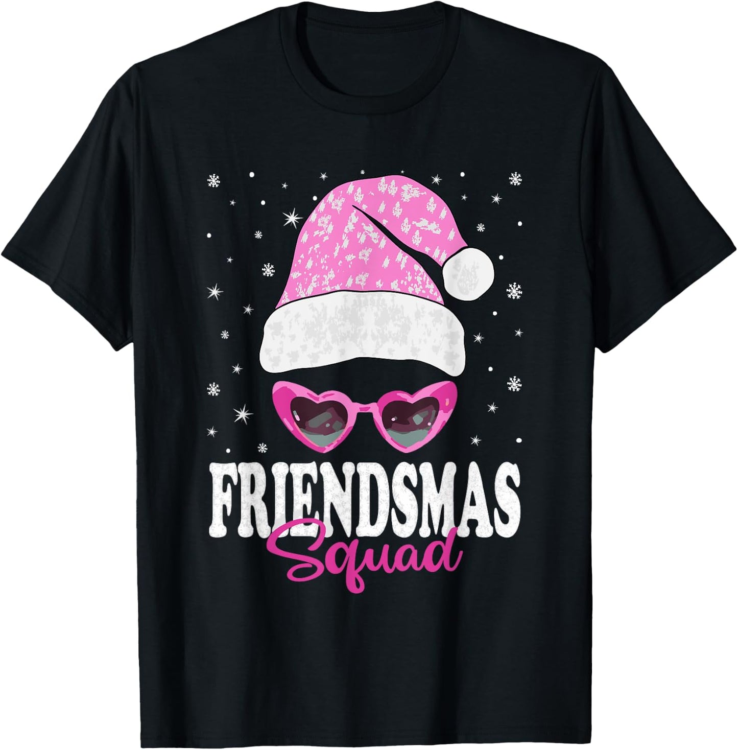 Friendsmas Squad Christmas Santa Hat Matching Besties T-Shirt - T-Shirt | Black