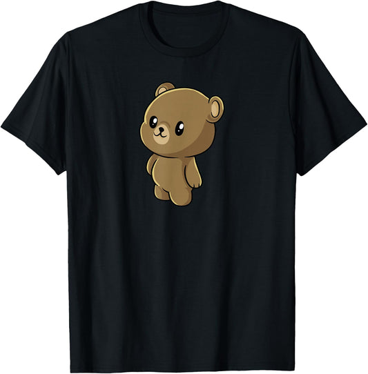 Kawaii Brown Bear Gift - Anime Grizzly Bear T-Shirt - T-Shirt | Black