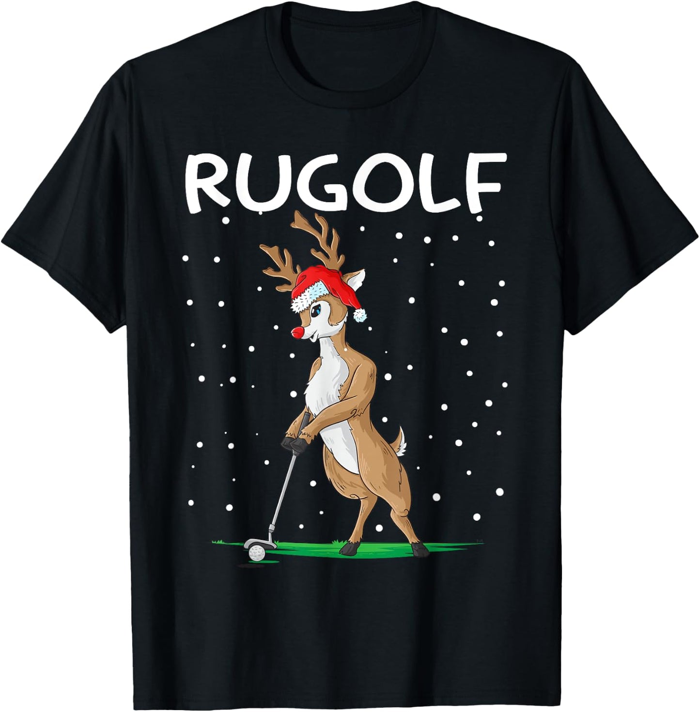 Funny Rugolf Reindeer Christmas Golf T-Shirt - T-Shirt | Black