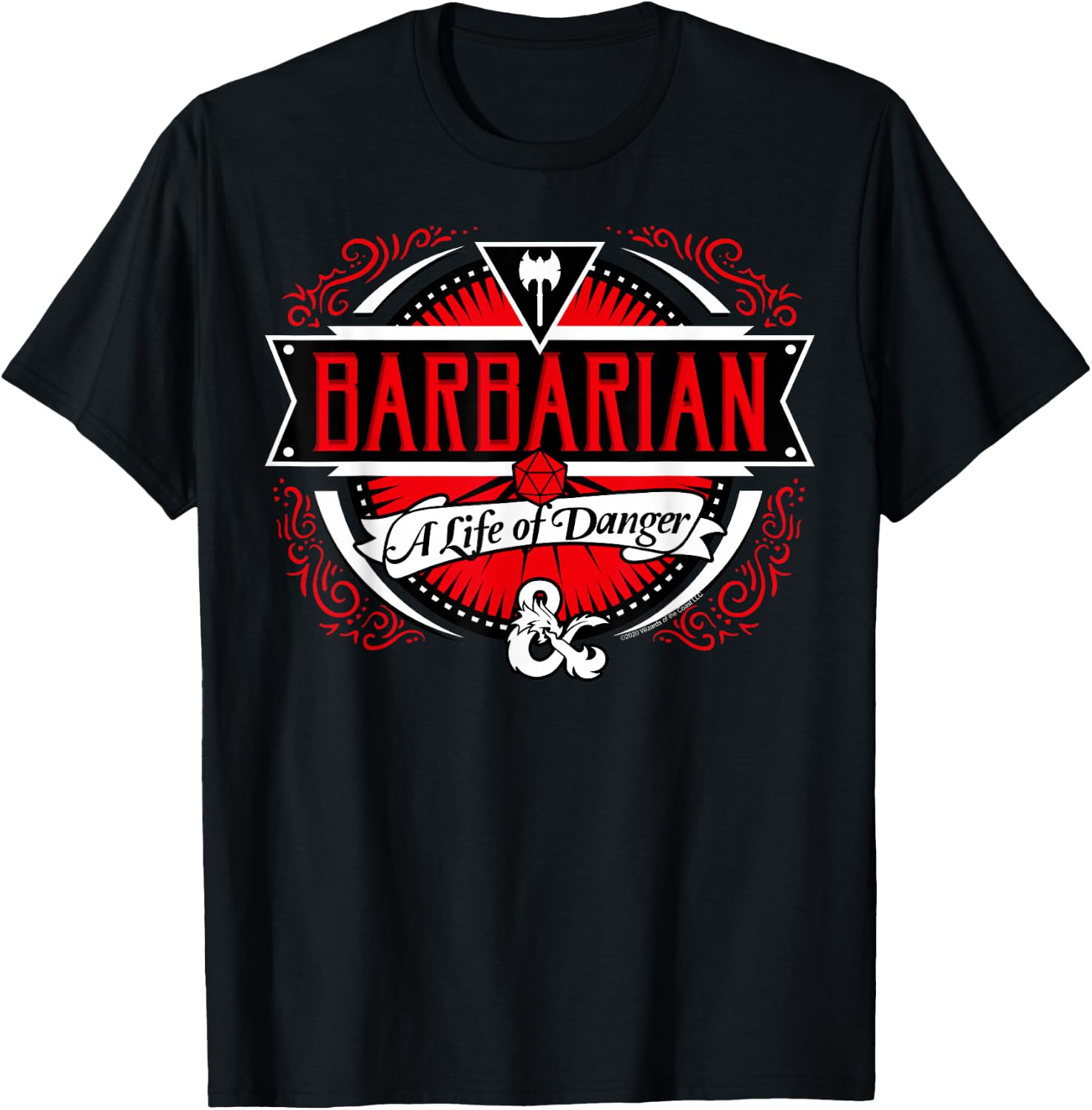 Dungeons & Dragons Barbarian A Life Of Danger Logo T-Shirt - T-Shirt | Black