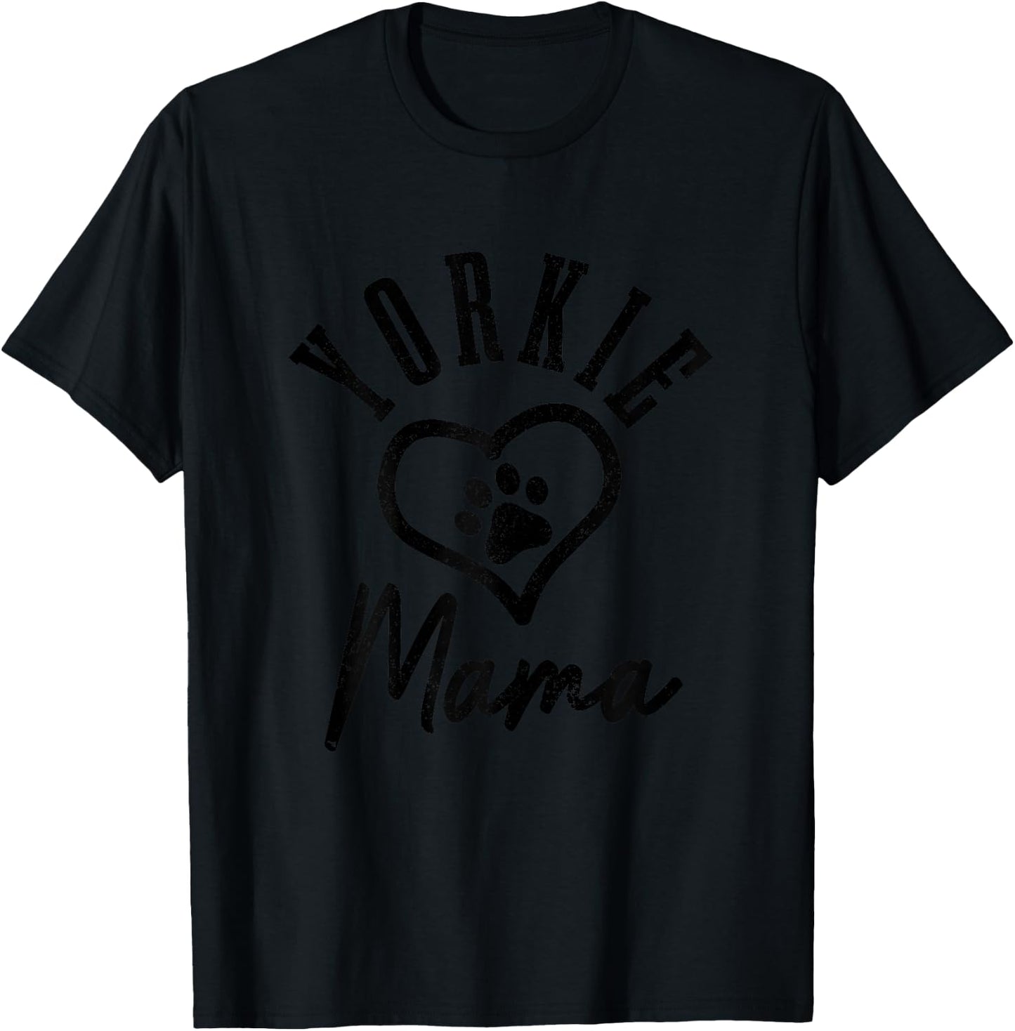 Yorkie Mama Heart Dog Paw Yorkshire Terrier Mom T-Shirt - T-Shirt | Black