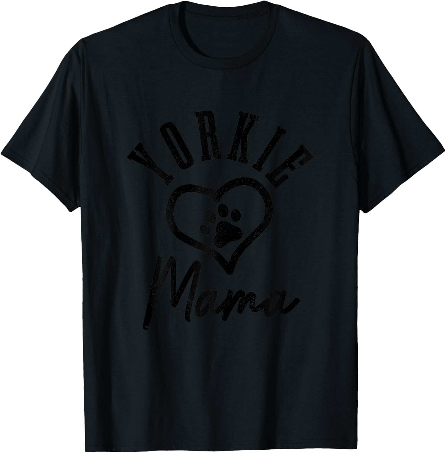 Yorkie Mama Heart Dog Paw Yorkshire Terrier Mom T-Shirt - T-Shirt | Black