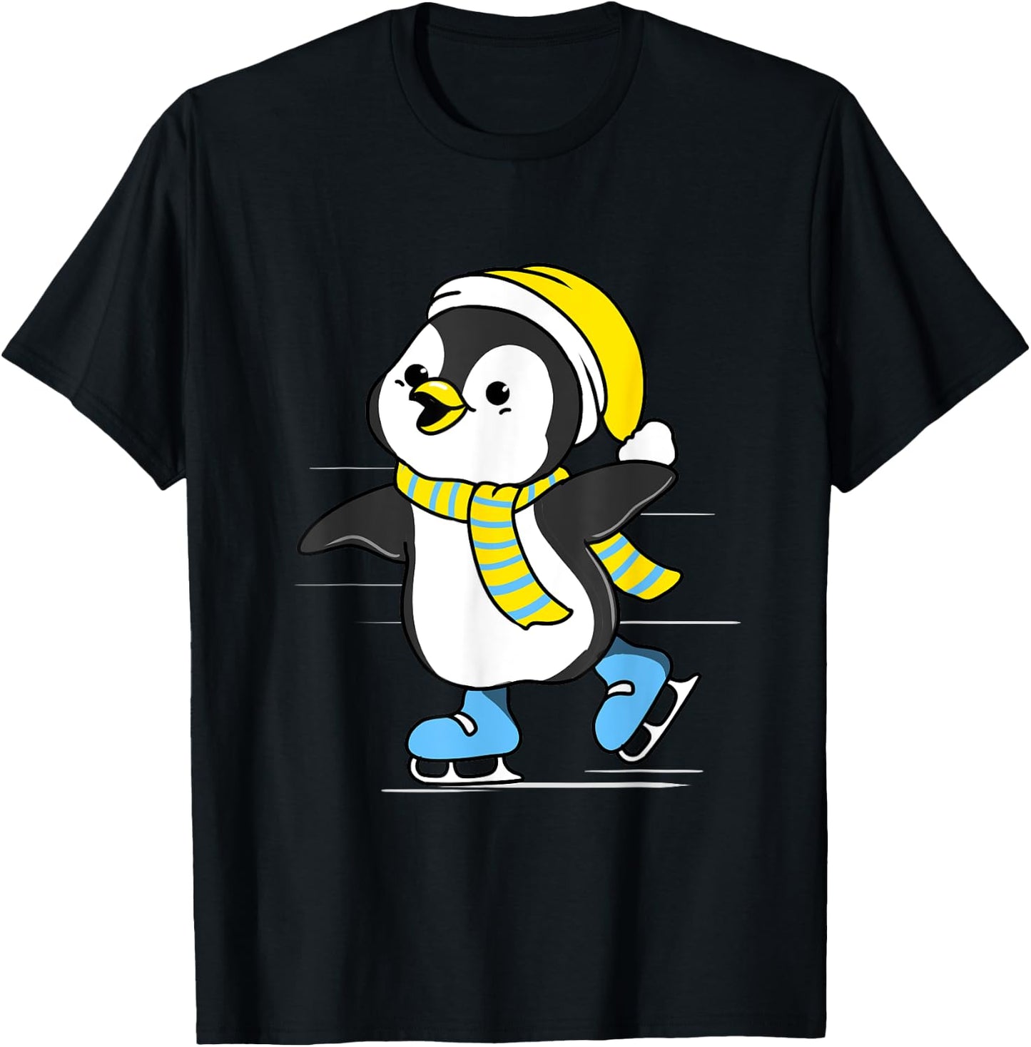 Penguin Ice Skating T-Shirt - T-Shirt | Black