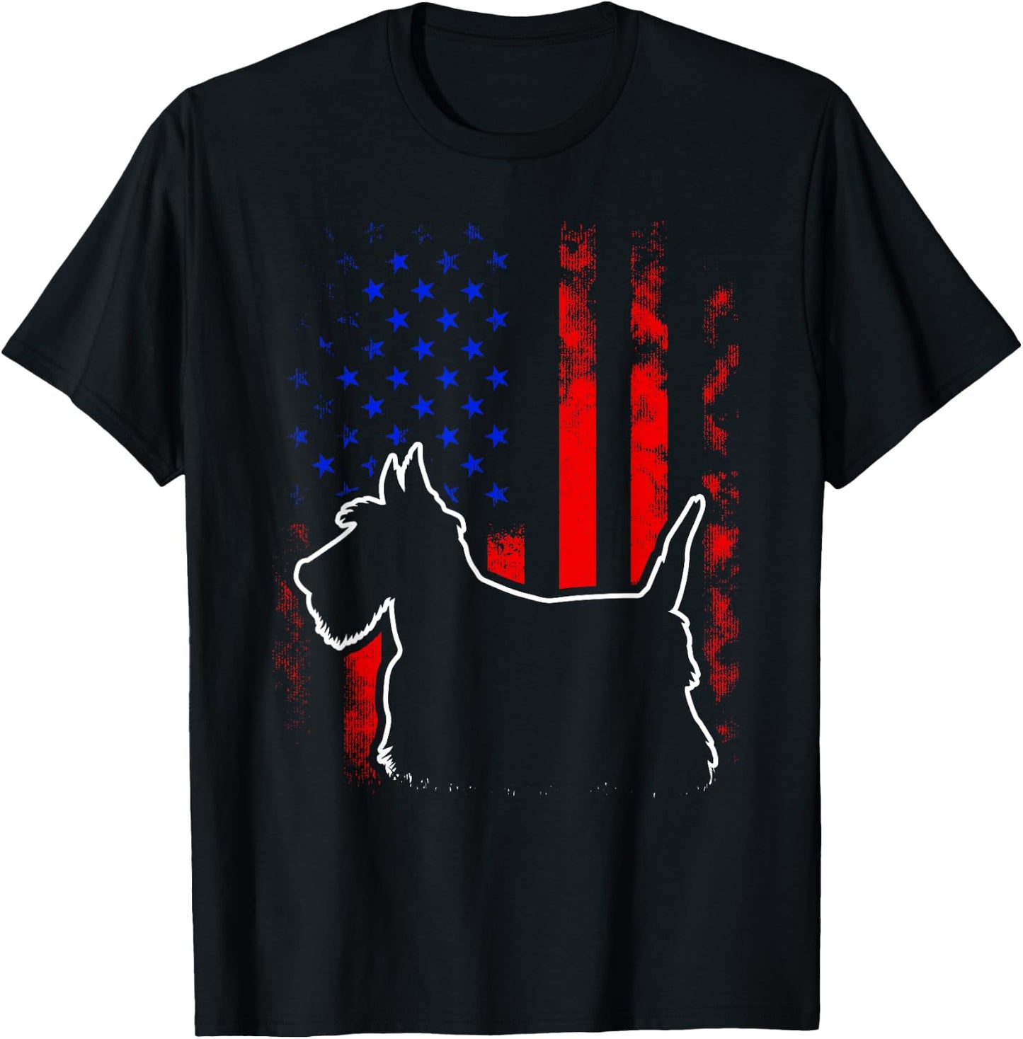 Scottish Terrier Scottie American Flag 4th Of July Dog T-Shirt - T-Shirt | Black