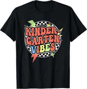 Groovy Kindergarten Vibes Shirt Workbook For Boys Girls Kids T-Shirt - T-Shirt | Black
