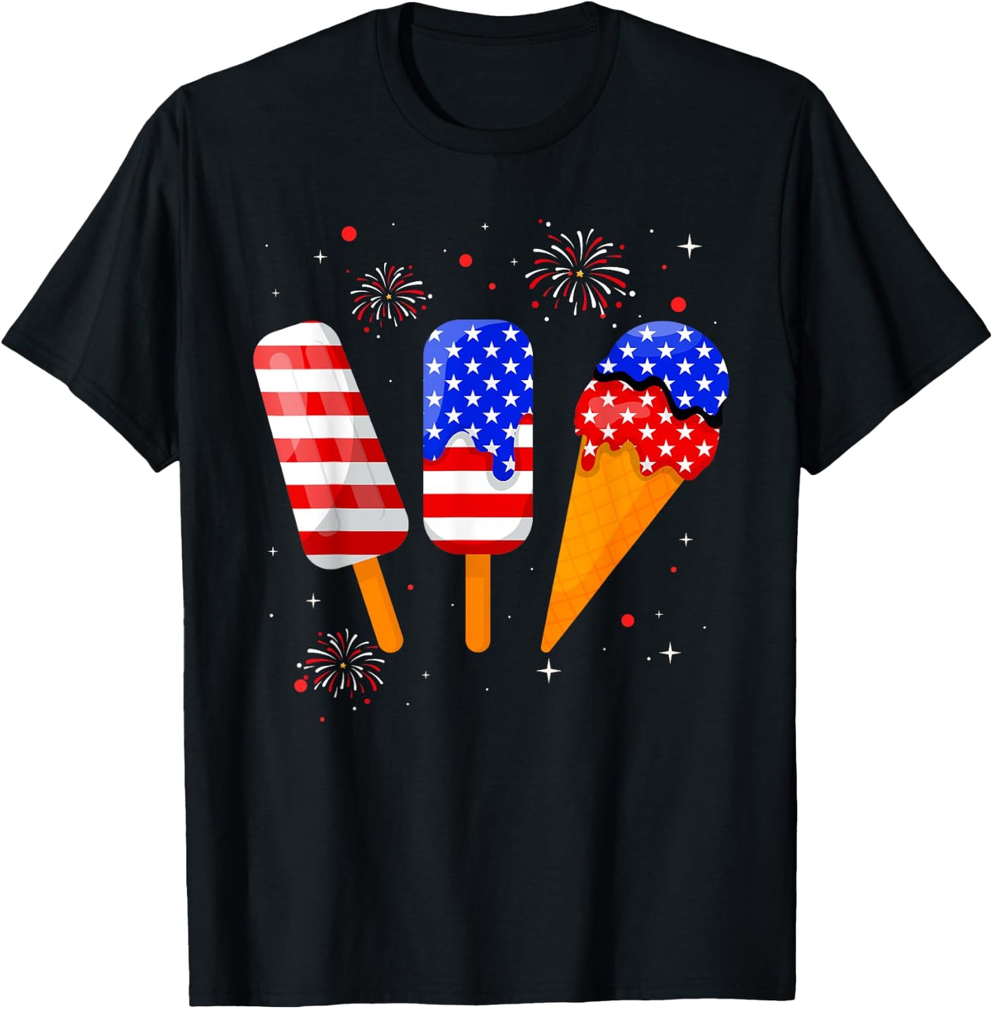 4th of July Popsicle American Flag Patriotic Summer Boy Girl T-Shirt - T-Shirt | Black