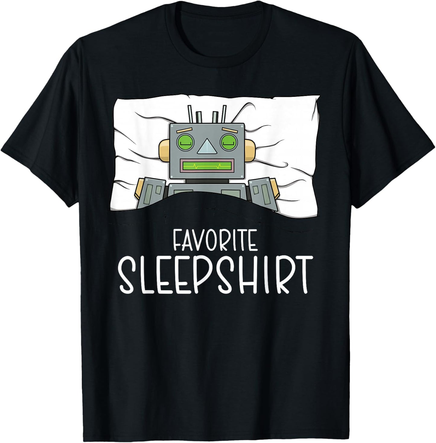 Favorite Sleepshirt Robot, Napping Robot Pajama T-Shirt - T-Shirt | Black