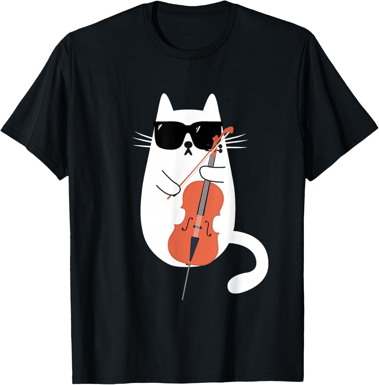 Funny Cat Wearing Sunglasses Playing Cello Cellist Musician T-Shirt - T-Shirt | Black