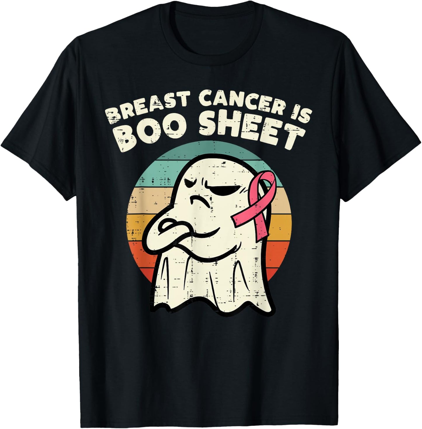 Breast Cancer Boo Sheet Ghost Retro Awareness Men Women Kids T-Shirt - T-Shirt | Black