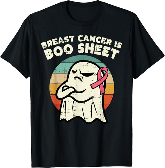 Breast Cancer Boo Sheet Ghost Retro Awareness Men Women Kids T-Shirt - T-Shirt | Black