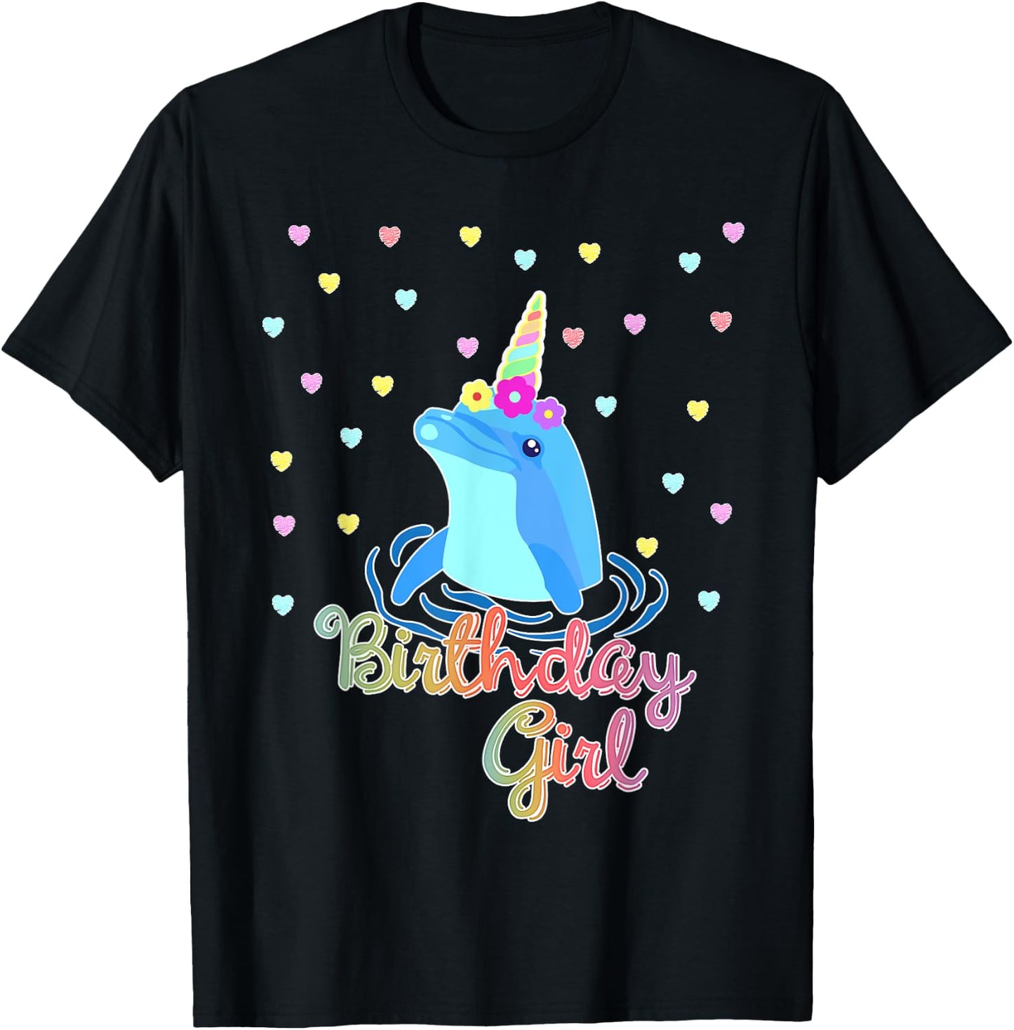 Dolphin Unicorn Birthday Party Outfit T-Shirt - T-Shirt | Black