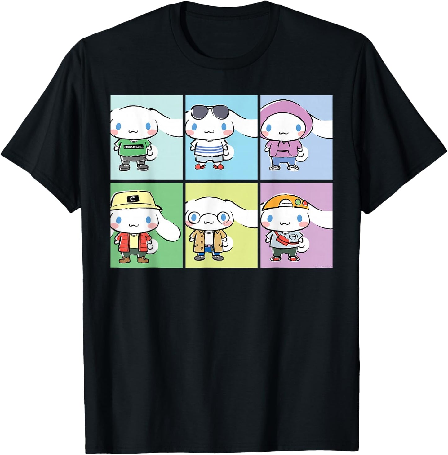Cinnamoroll Collection Streetwear Squares T-Shirt - T-Shirt | Black