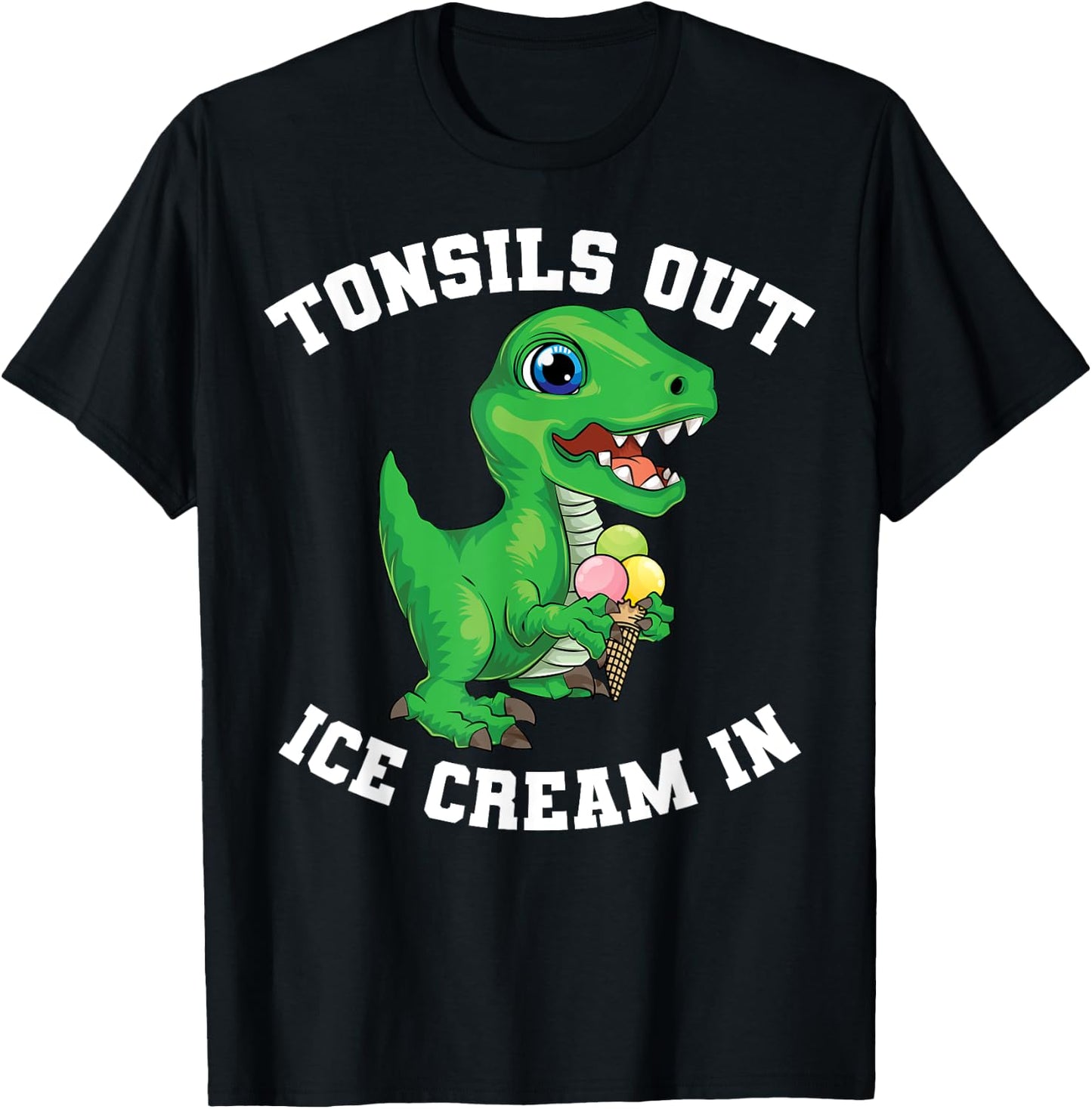 Get Well Gifts Kids Tonsils Dinosaur Tonsillectomy Surgery T-Shirt - T-Shirt | Black