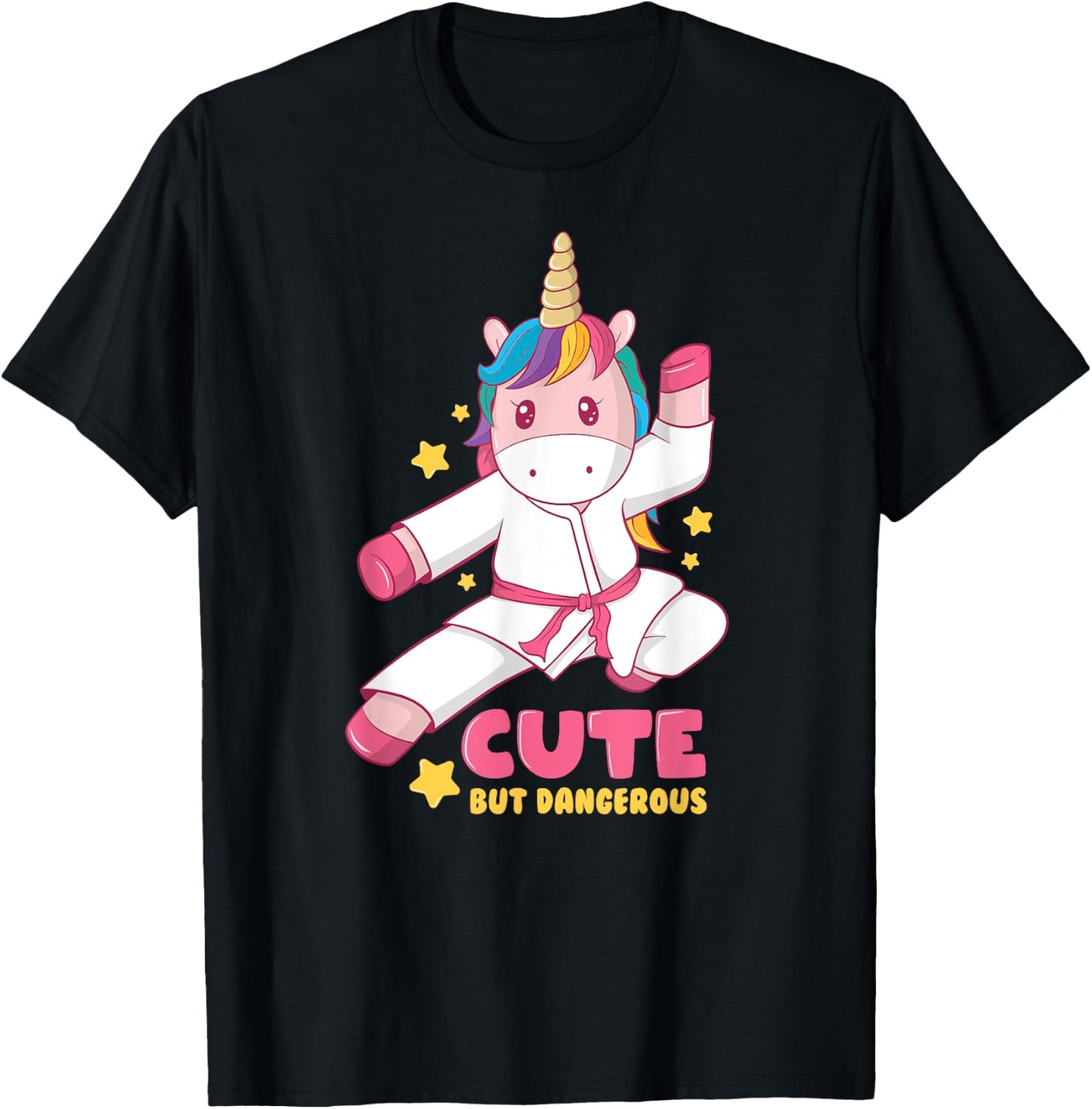 Cute But Dangerous Funny Girls Karate Unicorn Love T-Shirt - T-Shirt | Black