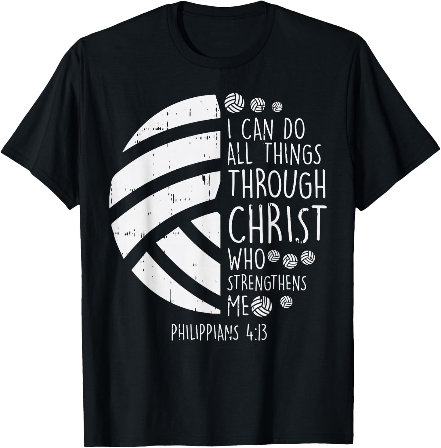 Volleyball i can do things Bible Verse God Jesus Gift T-Shirt - T-Shirt | Black