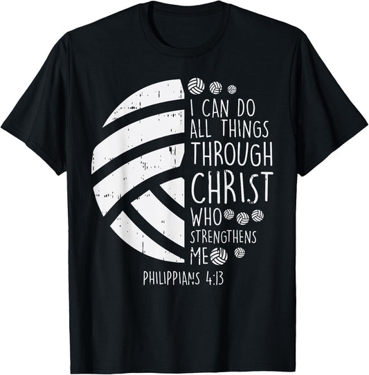 Volleyball i can do things Bible Verse God Jesus Gift T-Shirt - T-Shirt | Black