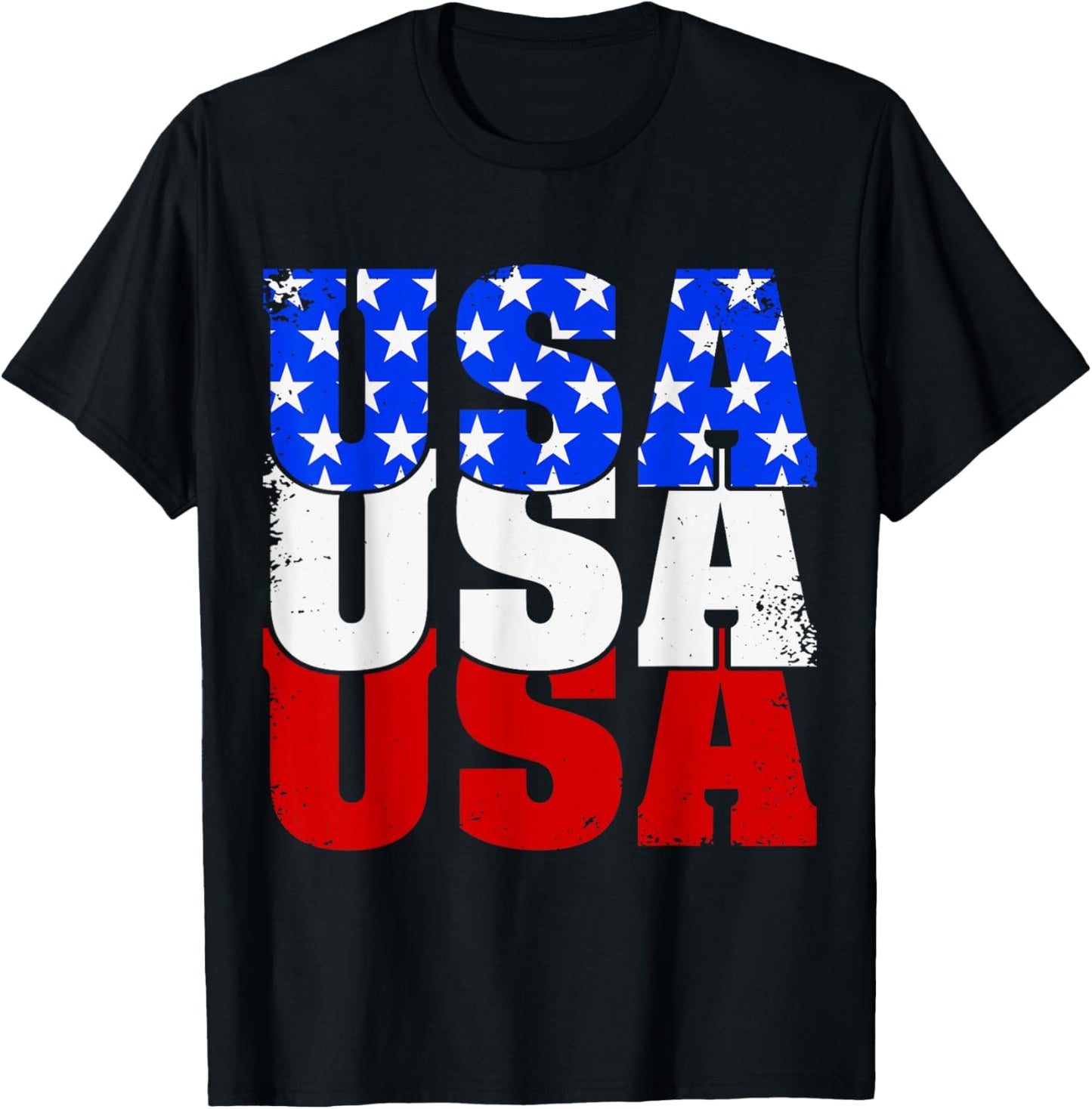 USA Patriotic American Flag Men Women 4th of July America T-Shirt - T-Shirt | Black