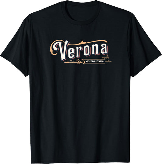 Verona Italy Veneto Region Retro Style T-Shirt - T-Shirt | Black