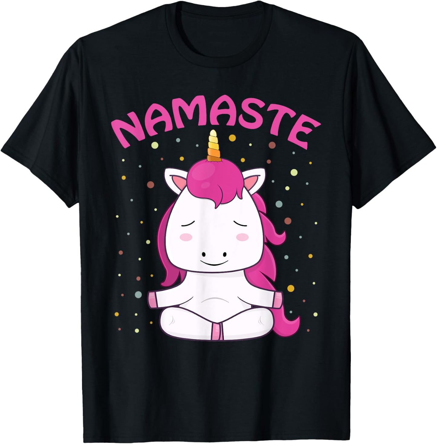 Unicorn Yoga Shirt Girls Magical Unicorns Sukhasana Namaste T-Shirt - T-Shirt | Black