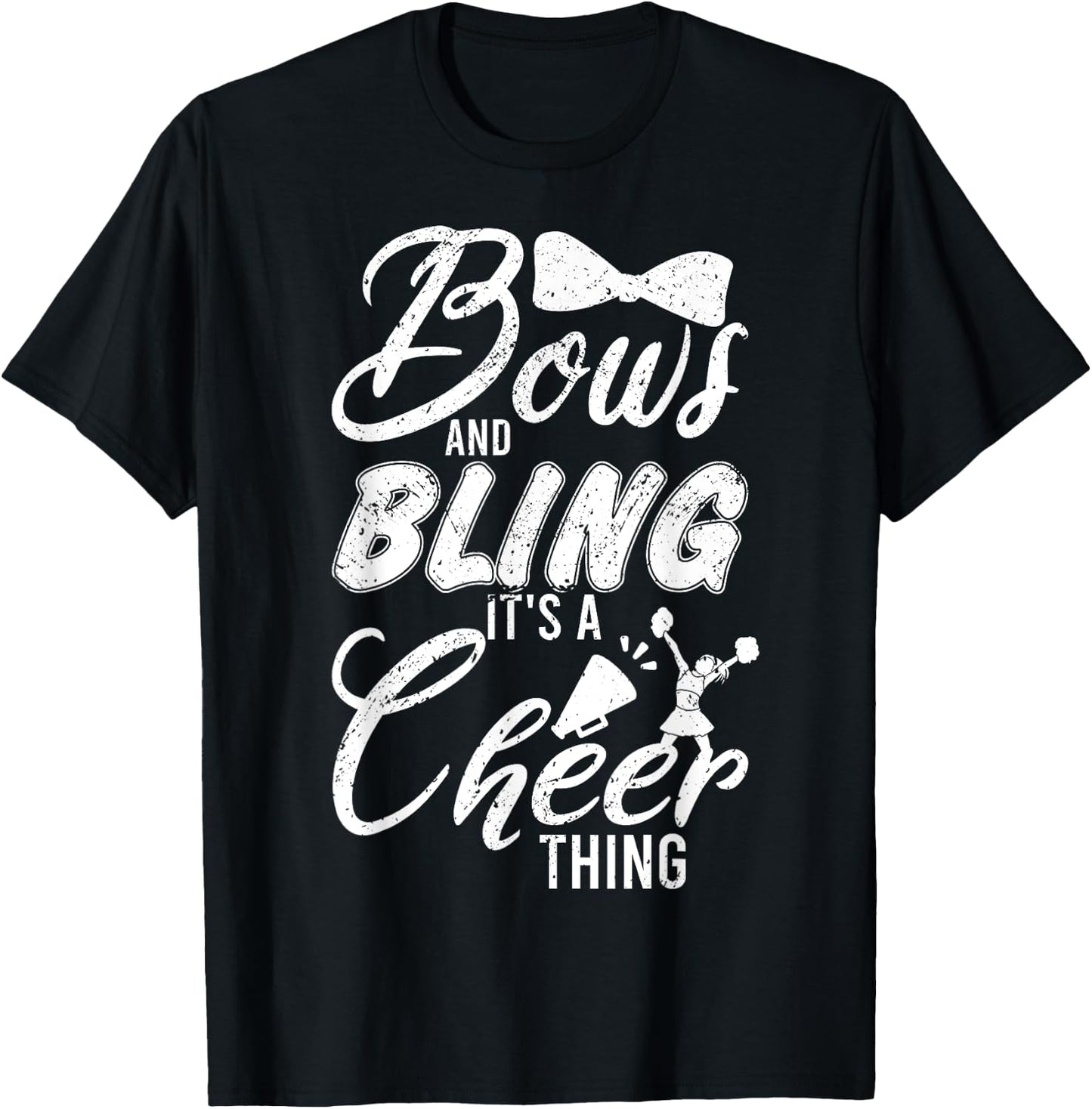 Youth Team Cute Cheerleader Bows And Bling Its A Cheer Thing T-Shirt - T-Shirt | Black