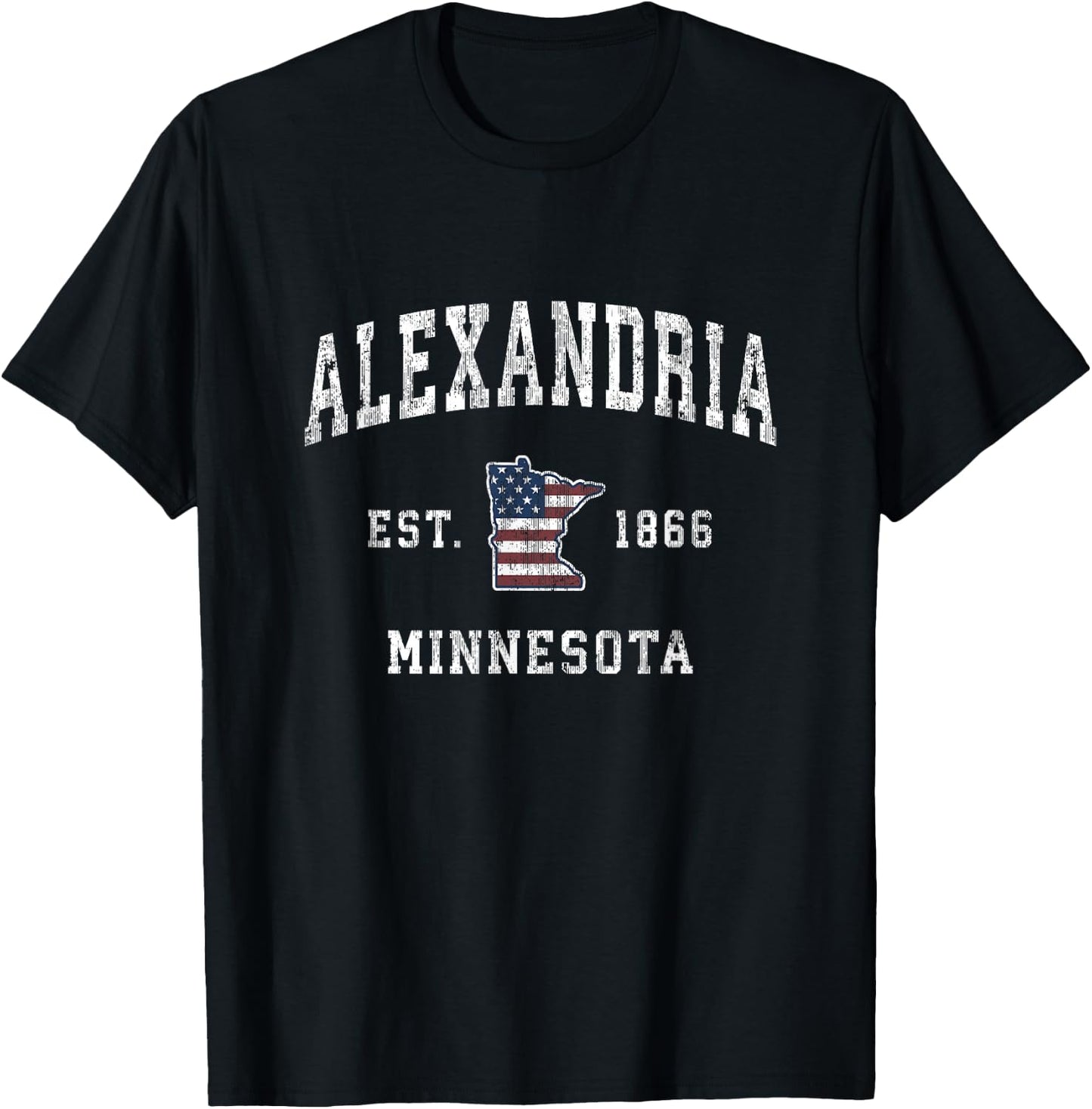 Alexandria Minnesota MN Vintage American Flag Sports Design T-Shirt - T-Shirt | Black