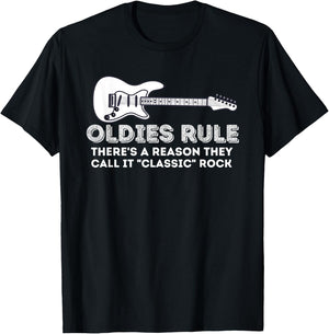 Oldies Rule - Funny Classic Rock Lover & Birthday Gift T-Shirt - T-Shirt | Black