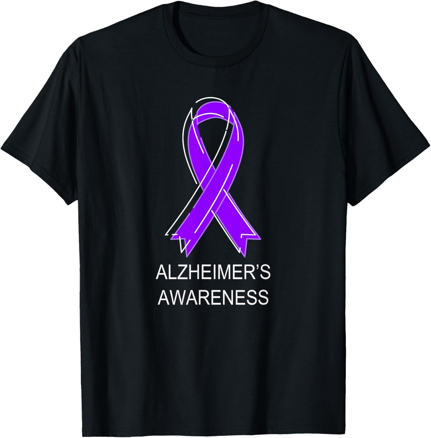 Alzheimer's Awareness Purple Ribbon T-Shirt - T-Shirt | Black