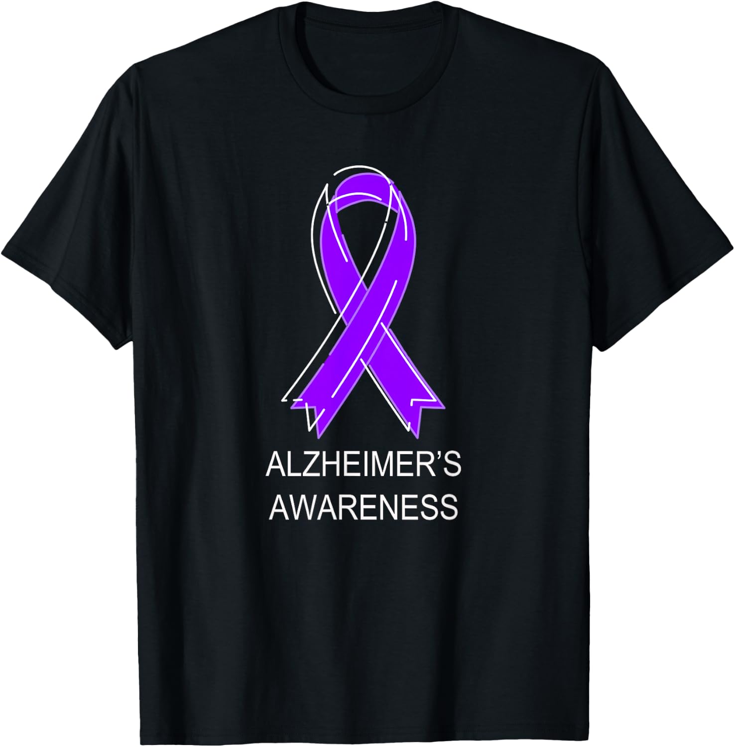 Alzheimer's Awareness Purple Ribbon T-Shirt - T-Shirt | Black
