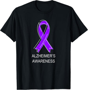 Alzheimer's Awareness Purple Ribbon T-Shirt - T-Shirt | Black