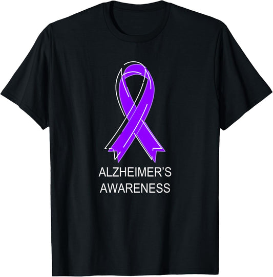 Alzheimer's Awareness Purple Ribbon T-Shirt - T-Shirt | Black
