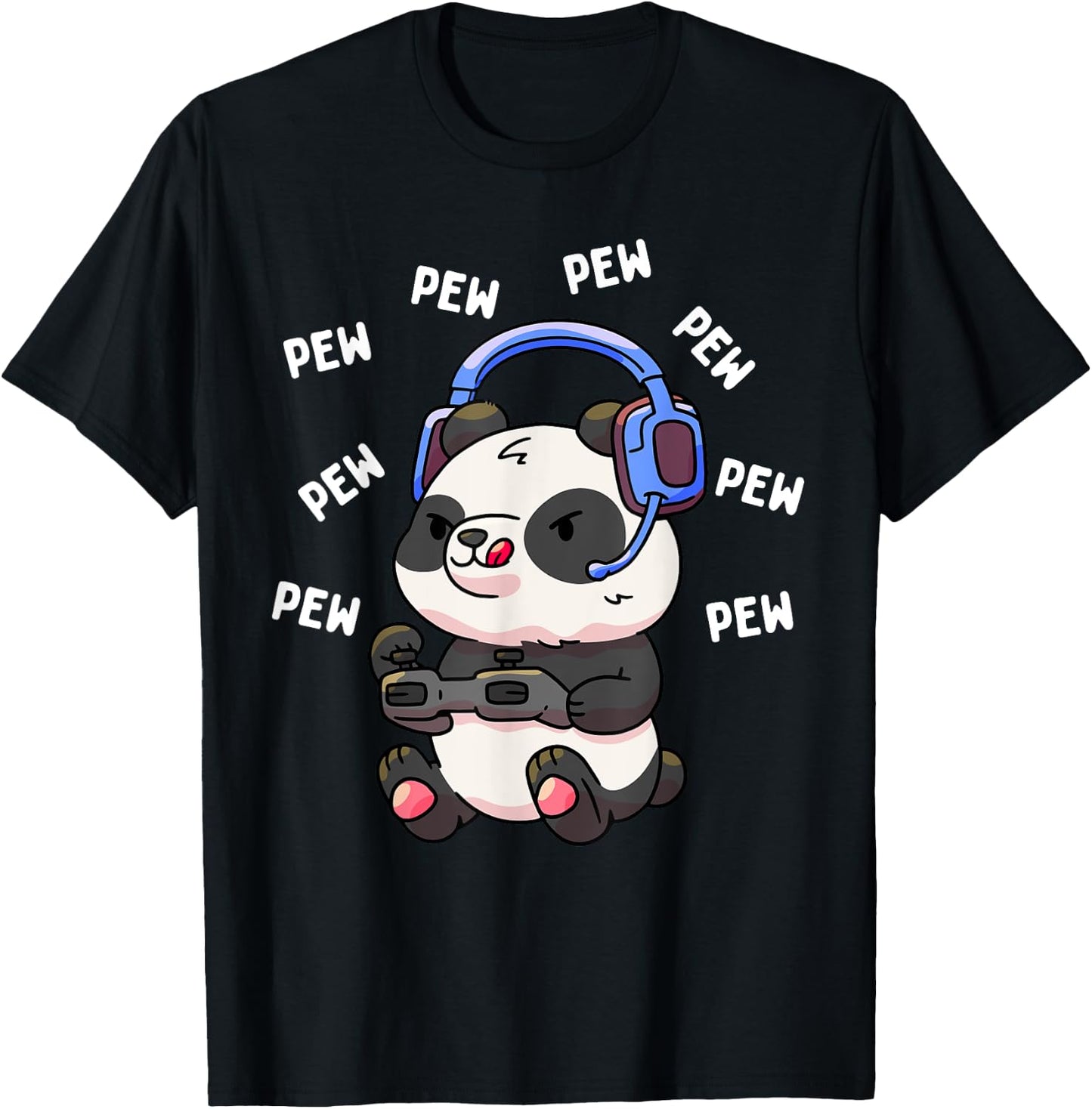 Pew Gamer Panda Pew Pew Gaming Lover Gift T-Shirt - T-Shirt | Black