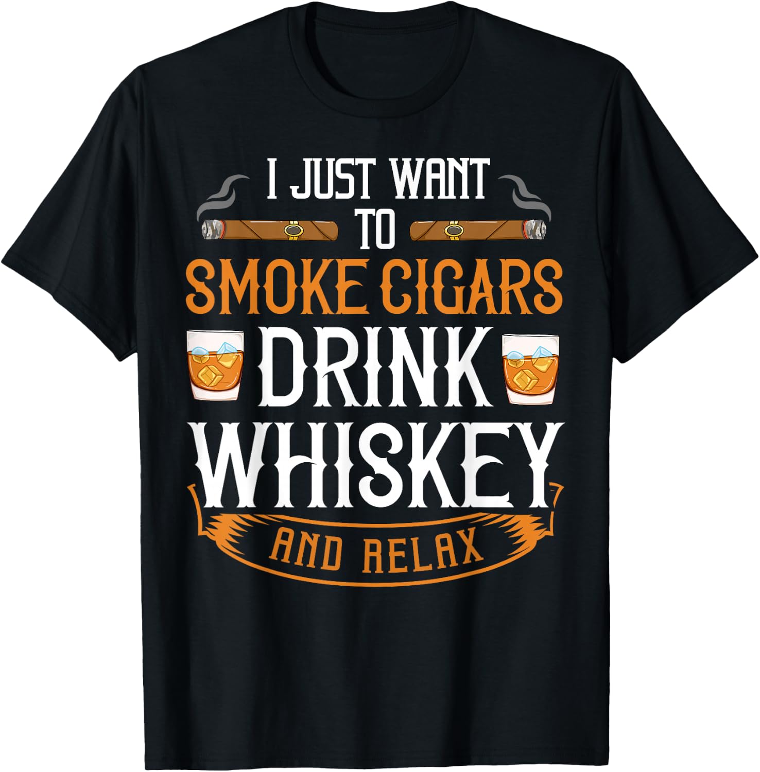 Cuban Cigar Whiskey Scotch Drinker T-Shirt - T-Shirt | Black