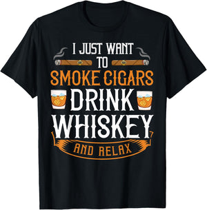 Cuban Cigar Whiskey Scotch Drinker T-Shirt - T-Shirt | Black