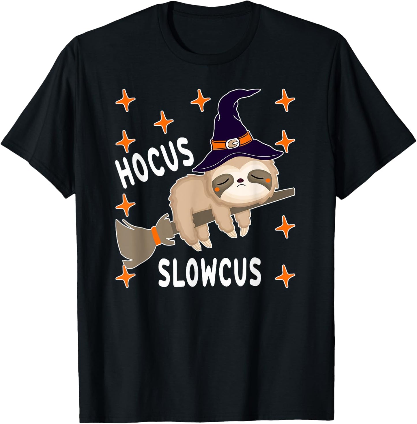 Hocus Slowcus Cute Funny Sloth Halloween 2021 Costume Gift T-Shirt - T-Shirt | Black