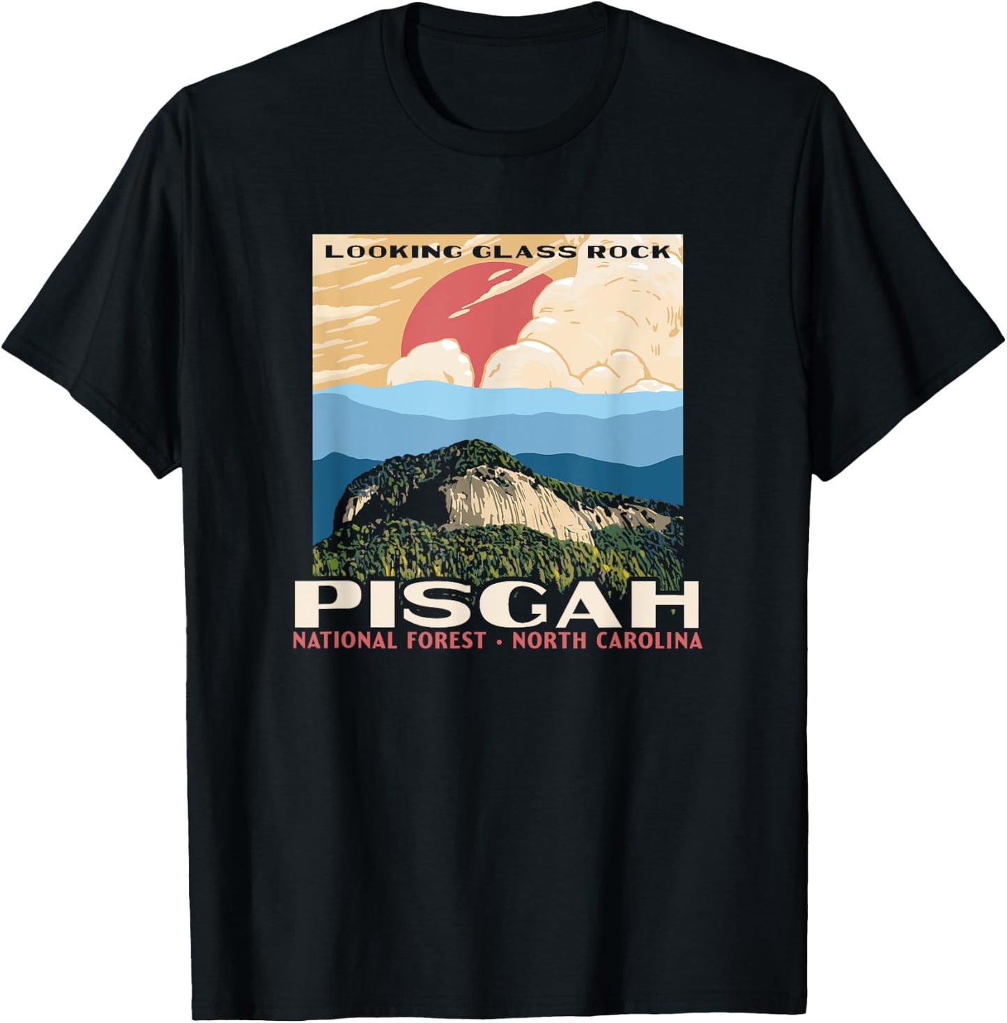 Retro Pisgah National Forest WPA Style Vintage Graphic T-Shirt - T-Shirt | Black