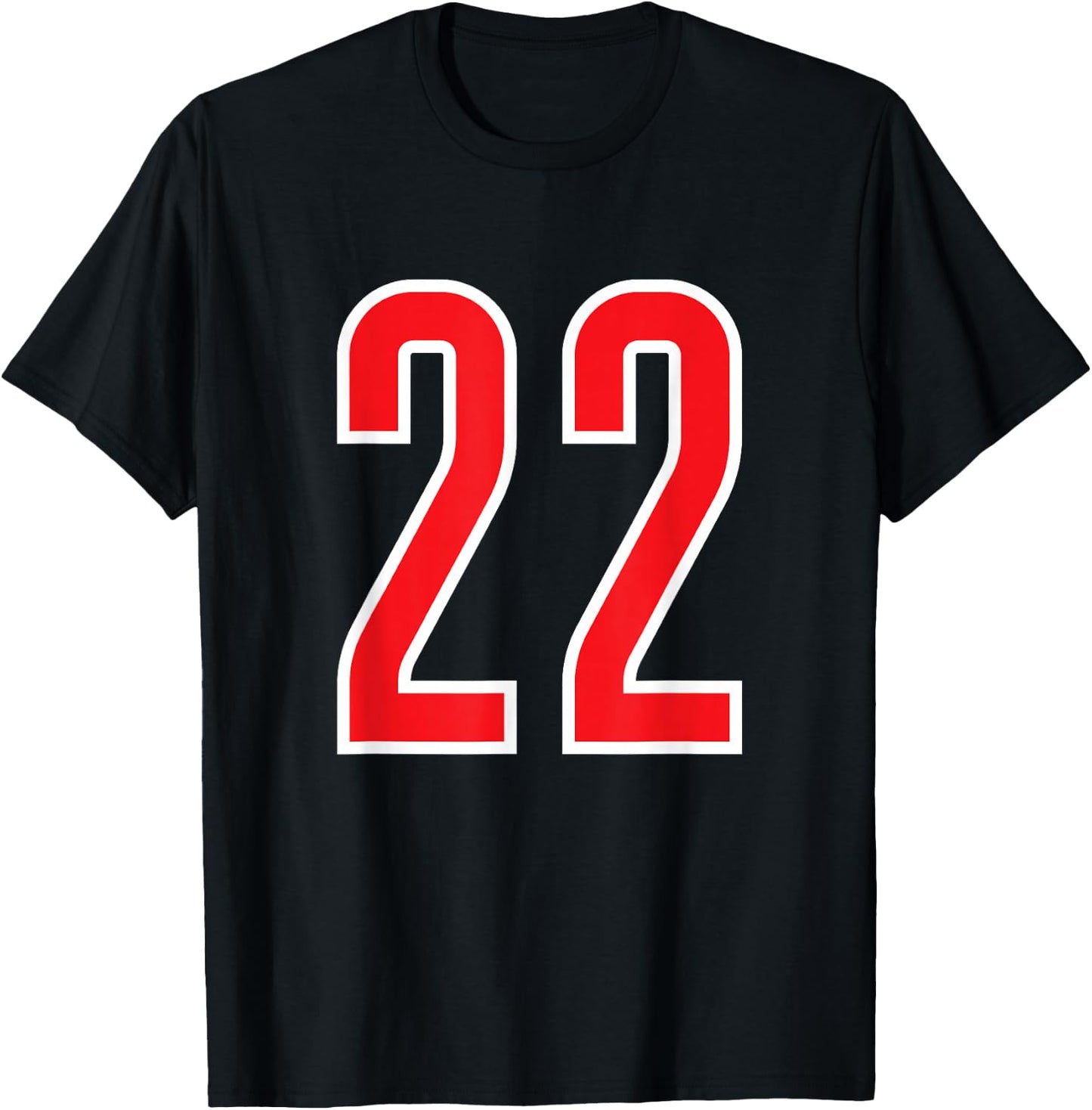 Number White Red Sports Team Number 22 T-Shirt - T-Shirt | Black