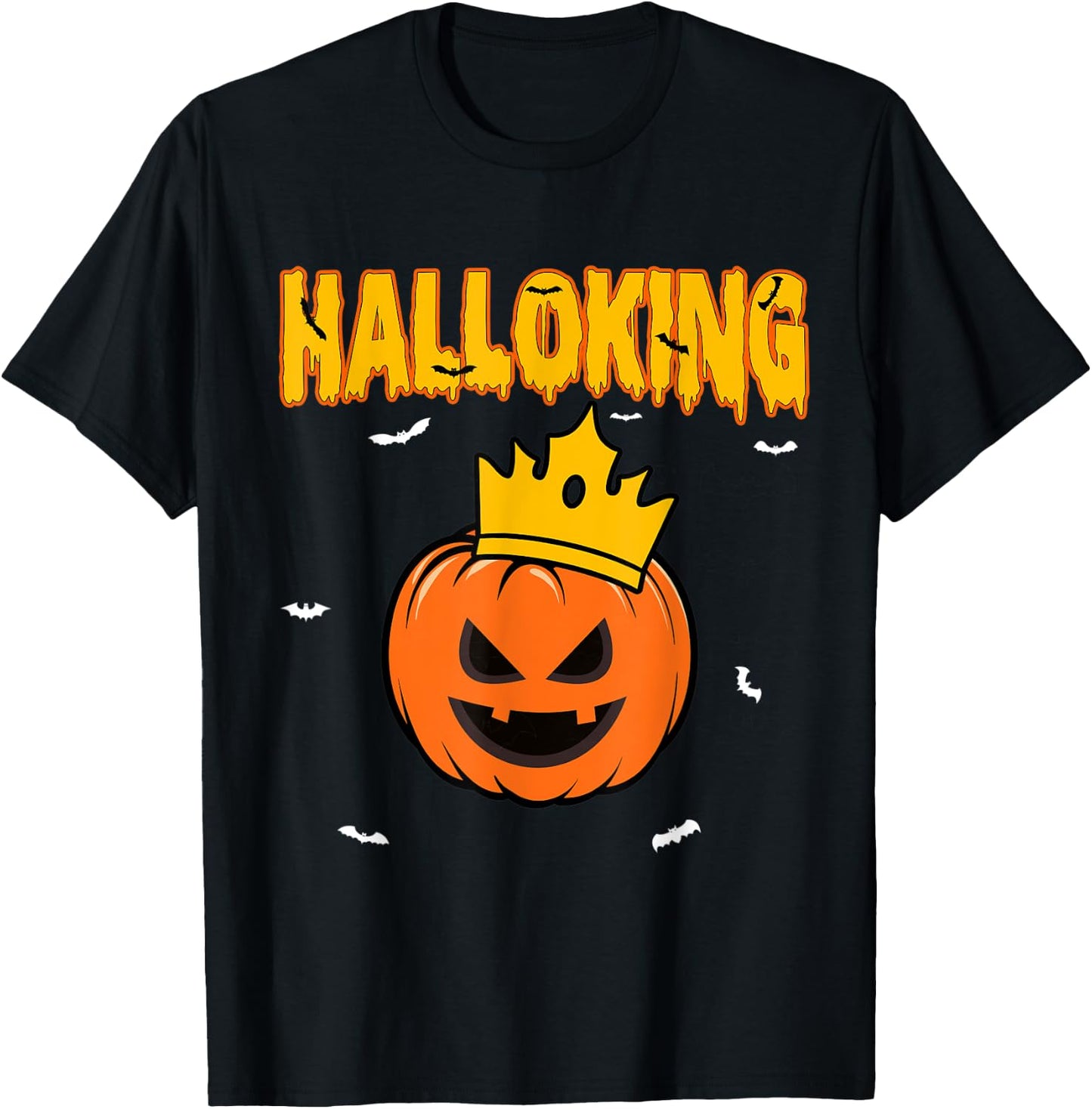 Halloking Halloween King Evil Pumpkin with Vintage Crown T-Shirt - T-Shirt | Black