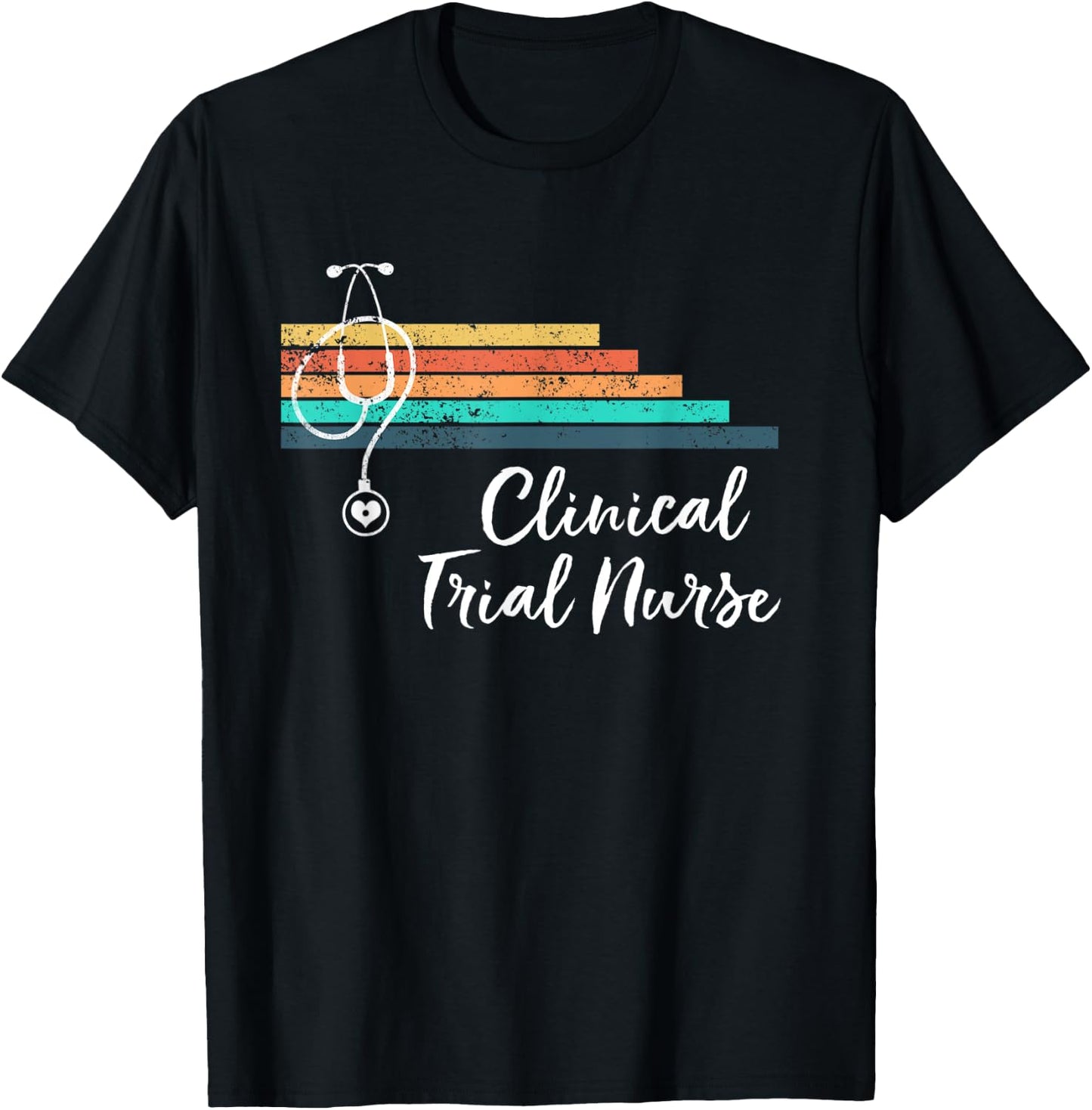 Retro Vintage Medical Stethoscope Clinical Trial Nurse T-Shirt - T-Shirt | Black