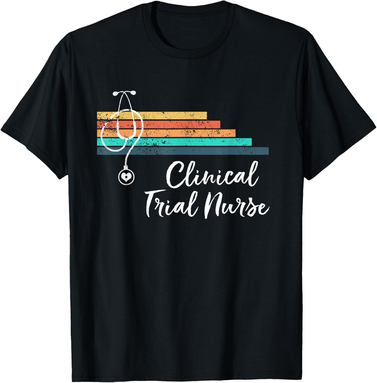 Retro Vintage Medical Stethoscope Clinical Trial Nurse T-Shirt - T-Shirt | Black