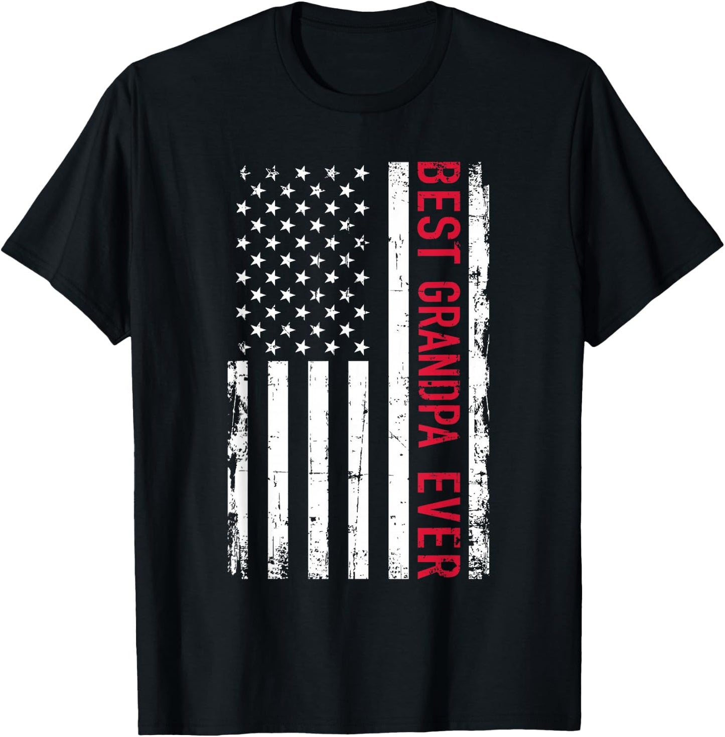 Best Grandpa Ever US American Flag T-Shirt - T-Shirt | Black