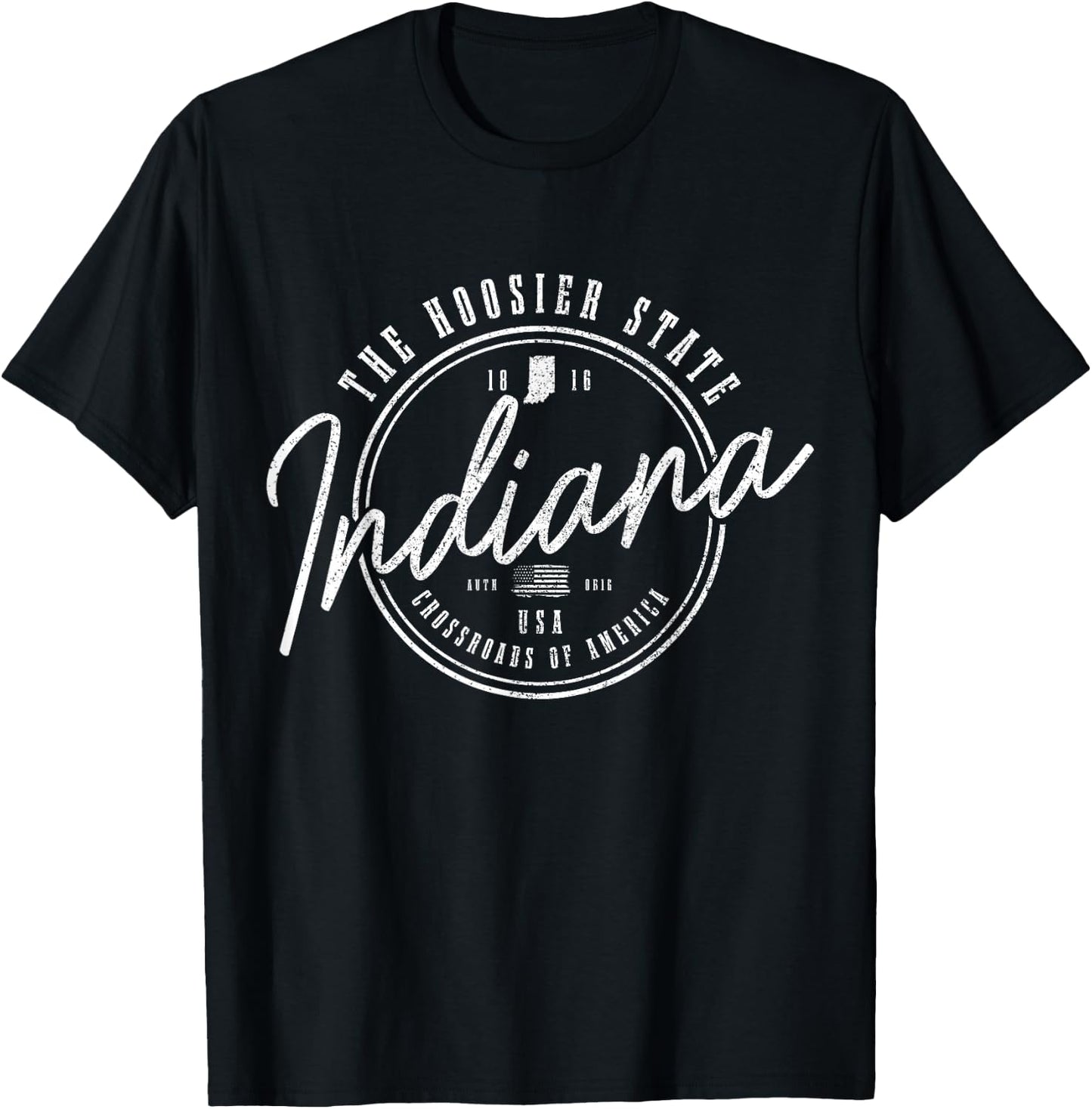 Indiana The Hoosier State Est. 1816 USA America Souvenir T-Shirt - T-Shirt | Black