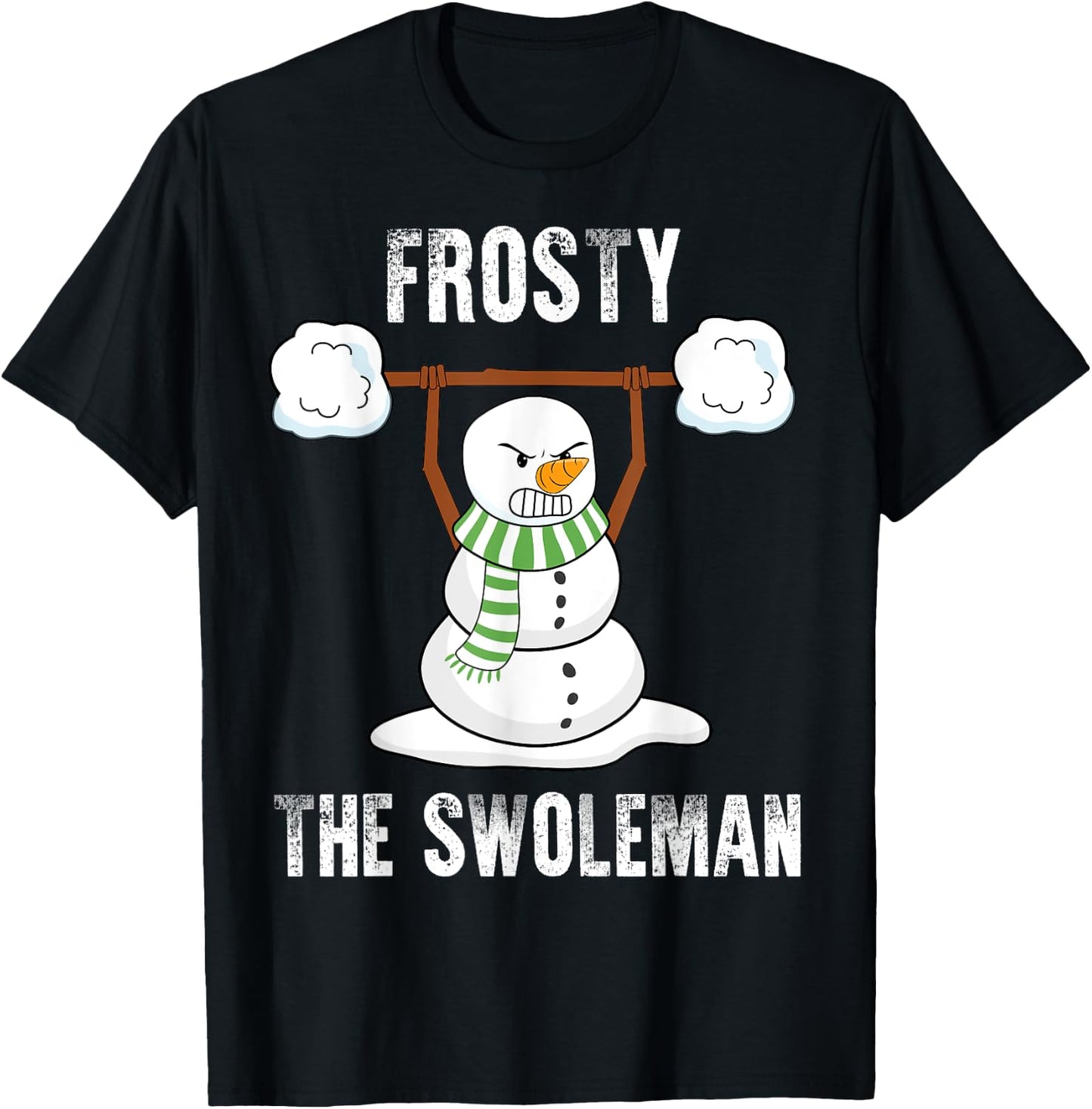 Frosty The Swoleman - Weightlifter Bodybuilding Christmas T-Shirt - T-Shirt | Black