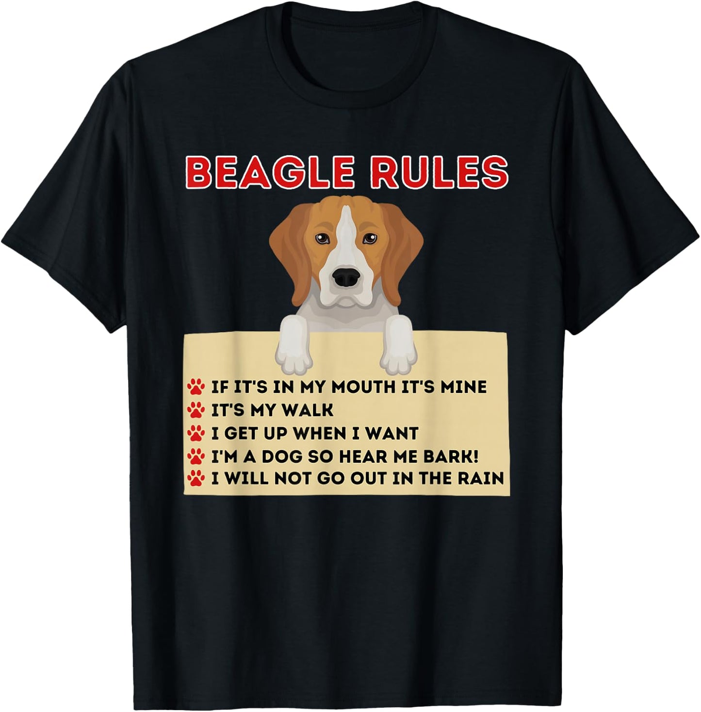 Beagle Rules For Owner - Funny Beagle Dog Lover Pet Owner Men Women Kids T-Shirt - T-Shirt | Black