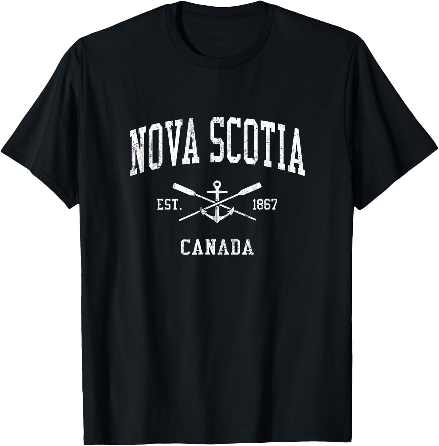 Nova Scotia Vintage Crossed Oars & Boat Anchor Sports T-Shirt - T-Shirt | Black