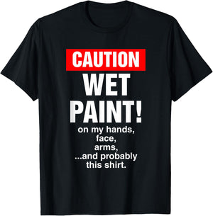 House Painter Caution Wet Paint Decorating Profession Retro T-Shirt - T-Shirt | Black